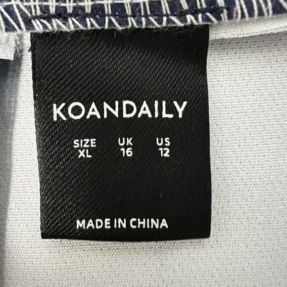 Koandaily Womens Pixel Print Pants High Waisted Blue Gray Colorblock size 12 - Picture 7 of 10